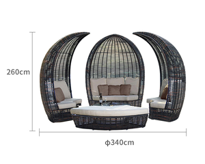 كونجر خارجي حديقة مع مظلة ترفيهية للفناء والشاطئ أريكة من الخيزران الخوص PE الروطان من dibai - Product Image 4