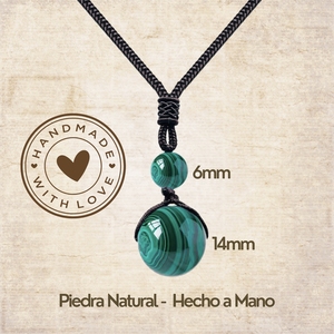 Pendentif boule de malachite de 14mm, perles en acier inoxydable, collier minimaliste, pierre naturelle, bijoux fins - Product Image 3