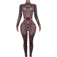 Mode diamant perles body fête bal barboteuses Rave Festival porter spectacle danseur Costume femmes strass moulante combinaisons