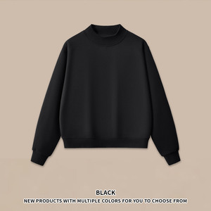 Sweat-shirt à capuche en molleton 350 GSM personnalisé pour <span class=keywords><strong>femme</strong></span>, couleur unie, <span class=keywords><strong>col</strong></span> montant, impression à la demande, style américain, pull épais - Product Image 4