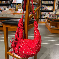 Zenos Koreanische Ins Polka Dot Canvas Umhängetasche mit Reißverschluss, große Kapazität, Damen Hobo Schultertasche, Studenten Schultasche, Alltagstasche, modisch