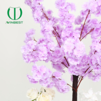 Pohon Bunga Sakura Lavender Buatan yang Menyerupai Asli untuk Dekorasi Meja Pernikahan, Bunga Buatan untuk Pesta Pernikahan