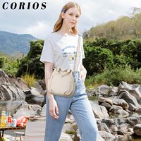 Sac bandoulière en nylon pour femme - Sac à bandoulière imperméable avec fermeture éclair, deux poignées, plusieurs poches et poignée supérieure