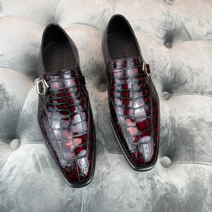 Chaussures de luxe pour homme, mocassins à boucle <span class=keywords><strong>en</strong></span> <span class=keywords><strong>cuir</strong></span> de crocodile véritable, faites à la main, nouveau style, pour le bureau et les soirées - Product Image 1