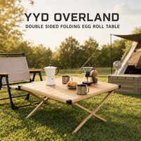 Table pliante double face en alliage d'aluminium YYD OVERLAND, 89 cm, pour camping et pique-nique, 40 kg, pliable, avec sac de transport