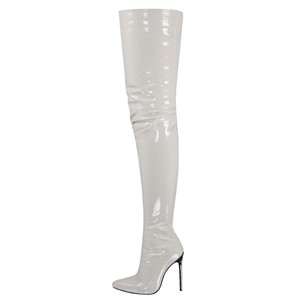 Bottes au-dessus du genou à la mode pour femmes avec fermeture à lacets de 12cm de hauteur de talon <span class=keywords><strong>grande</strong></span> <span class=keywords><strong>taille</strong></span> pour l'hiver - Product Image 4