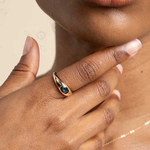 Gemnel 925 Plata <span class=keywords><strong>Bottega</strong></span> piedra preciosa Topacio Azul cúpula gruesa jhumka anillos indio tradicional - Product Image 2