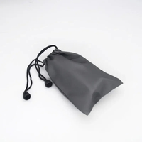 Sac à cordon étanche à la poussière à coudre manuelle de petite taille Sac en polyester noir Pochette pour câble de données pour casque