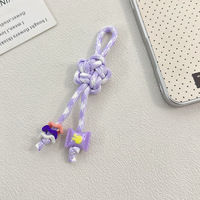 Tali Gantungan Ponsel Nilon Motif Bunga Tenun Tangan DIY Gantungan Kunci Buatan Tangan Liontin Tas
