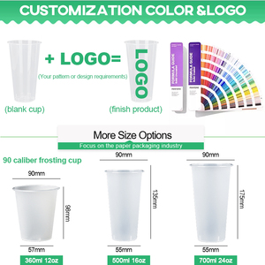 Huitianchen 89mm 14oz Disposable PET Smoothie Cup Frosted-Clear U Shape Bubble Boba Lid Coffee Tea Milk Single Wall - Product Image 5