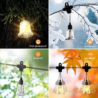 Bombilla Edison de alta calidad, luces de cadena solares impermeables para exteriores con mando a distancia para exteriores, cadena de vacaciones, lámparas de Navidad de cumpleaños