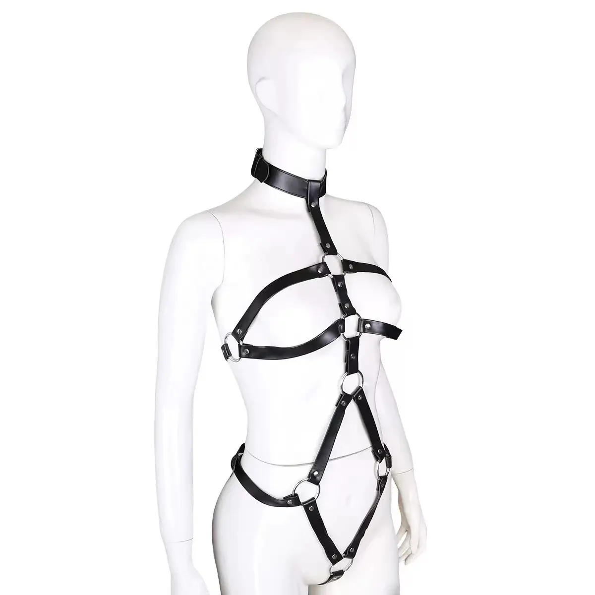 Roupa íntima de couro pu, brinquedos sexuais de palco, engrenagem bondage, lingerie sexy, cinto e perna, produtos sm, brinquedos sexuais