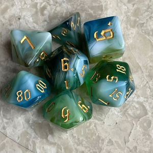Lot de 7 dés de jeu de rôle (RPG) en résine acrylique multicolore, polyèdre numérique PRTG, pour D&D - Product Image 2