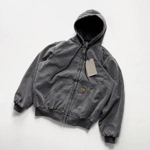 <span class=keywords><strong>Felpa</strong></span> con Cappuccio Grigia Effetto Lavato Stile Retrò da <span class=keywords><strong>Uomo</strong></span>, Ideale per l'Uso Quotidiano, Cultura Hip-hop e Street Y2K - Product Image 1