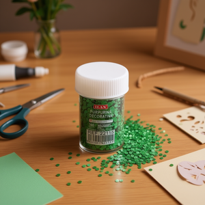 Glitter Decorativo Ilan 10G Colore Verde Paillettes da 3mm per Lavori Artigianali - Product Image 3