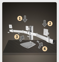 Support de bureau en alliage d'aluminium de 24 à 32 pouces, support triple écran à mouvement complet, réglage de la hauteur, charge maximale de 15 kg, en stock