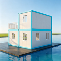 Vente en gros de maisons préfabriquées en conteneurs sur mesure à 2 étages, villa modulaire en verre, maison préfabriquée en conteneurs avec escalier et balcon