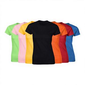 T-shirts courts pour filles personnalisés avec logo, col rond, tricotés, anti-boulochage, écologiques, compressés, 100 % coton imprimé – Vente en gros - Product Image 4