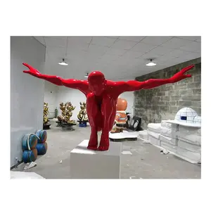 Nieuwe Productie Indoor Huisdecoratie Kunst Van Hoge Kwaliteit Glasvezel Naakt Man Eigentijdse Zwemmer Sculptuur