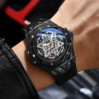 Reloj Automático de Diseño para Hombre, Mecánico, Impermeable, Esqueleto Transparente, Casual, Deportivo