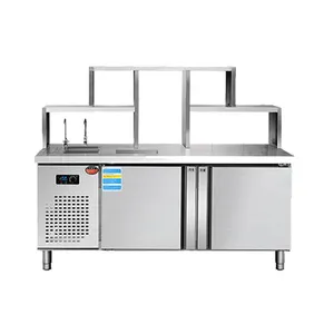Commercial used made boba tea preparing refrigerate working bar worktable bubble tea counter