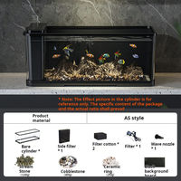 Aquarium écologique rectangulaire tout-en-un en plastique pour bureau avec filtre latéral et jet d'oxygène pour la maison, la chambre et la terrasse