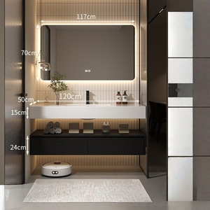 Simple and <b>light</b> luxury slate-mounted ceramic integrated basin bathroom sink - Product Image 6
