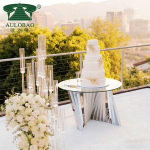 Mesas de dulces y pasteles decorados en acero inoxidable plateado para fiestas al aire libre - Product Image 4