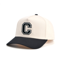 Casquette de baseball personnalisée bicolore avec patch brodé, casquette snapback en sergé de coton à 5 panneaux, casquettes de golf brodées