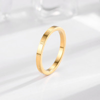 Bague simple en acier inoxydable pour femme, style japonais, plaquée or, petit design, accessoire tendance, cadeau