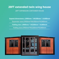 Maison mobile en acier préfabriquée extensible de 20 pieds avec toilettes, espaces de vie et bureaux pour usage résidentiel, bureautique et hôtelier