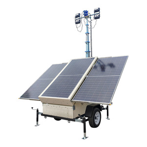 Solar Mobile Lighting Tower 7M 9M <b>LED</b> <b>Light</b> Source Remote Manual Lift Outdoor Work Site - Product Image 4