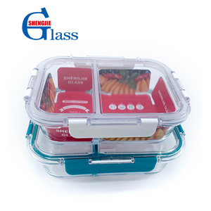 <strong>Glass</strong> <strong>Food</strong> <strong>Container</strong> <strong>2</strong> <strong>Compartment</strong> New Product Partition <strong>Glass</strong> Lunch Boxes - Product Image 2