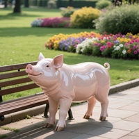 Estatua de Cerdo de Fibra de Vidrio de Tamaño Real para Jardín, Color Marrón, Pintada a Mano, Realista, para Uso en Granjas y Acción de Gracias, Marca BringFine