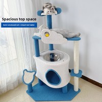 Grand arbre à chat, lit spacieux pour chat, poteaux à gratter en sisal, plateforme multi-niveaux style épuré, 125 cm, compact, spacieux, en velours de chanvre