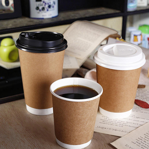 King Garden Hot Sale Biodegradable Double Wall Disposable Paper Cups and Lids for Coffee Tea Beverage Use Custom Printed Logo