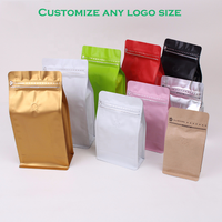 Sacs à gousset latéraux personnalisés thermoscellés fermeture à glissière feuille fermeture à glissière fond plat pochette alimentaire pochette d'emballage en plastique pour sac de café