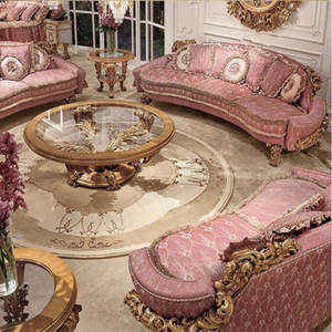 Sofá de lujo elegante <span class=keywords><strong>Rosa</strong></span> tradicional Cor De <span class=keywords><strong>Rosa</strong></span>, sofás seccionales de estilo europeo, juego de sala de estar de madera de pavo de un lugar - Product Image 3