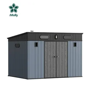 Factory Price 8X8ft Plastic Outdoor Storage Sheds Building Double Swing Door Garden Bike Tool Kit Garage Cabinets Storage