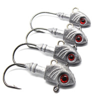 Vente en gros de leurres de pêche en eau salée Fluke Shad Bass Lead Saltwater Swimbait Jig Head Hook de 3,5 g, 10 g et 33 g