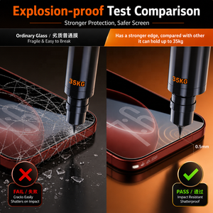 Pellicola Protettiva in <span class=keywords><strong>Vetro</strong></span> Temperato 9H HD Trasparente Anti-Graffio 3D <span class=keywords><strong>di</strong></span> Alta Qualità per iPhone 14 15 16 17 18 Pro Max 18 - Product Image 3