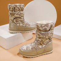 Bottes de neige mi-mollet résistantes au froid pour enfants, intérieur en peluche, fermeture auto-agrippante, faciles à enfiler, durables, antidérapantes, pour l'extérieur, vente en gros