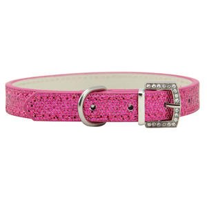 Collar de perro de PU ajustable personalizado disponible con lentejuelas brillantes Collar de perro de diamante de aleación sólida informal para perros - Product Image 4