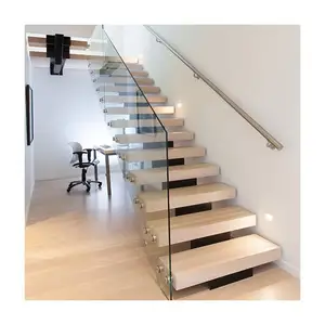 Preço de fábrica Personalizado Único Stringer Staircase Escadas Alta Qualidade Square Frame Tread Straight Staircases para casas