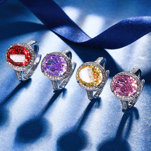 Luxe Fijne Sieraden Rood Geel Roze Paars Gemalen Ijs Geslepen Cz Diamanten Ovale Ring Prinses Diana Edelsteen Vrouwen Verlovingsringen - Product Image 1