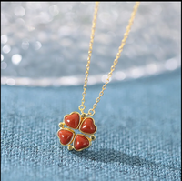 Collier trèfle à quatre feuilles et jade en argent sterling S925