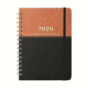 Simplified English A5 <b>Spiral</b> <b>Bound</b> Planner <b>Notebook</b> Gold Foil Logo Custom Design 80 Sheets Eco-Friendly Paper Cover CMYK Printed - Product Image 1