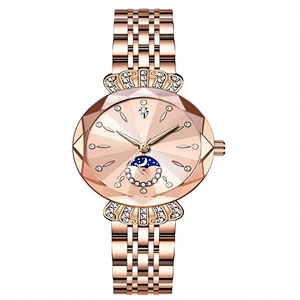 Montre à quartz pour femme, en acier inoxydable, de luxe, avec motif de dessin animé, simple, style pièce de monnaie - Product Image 2