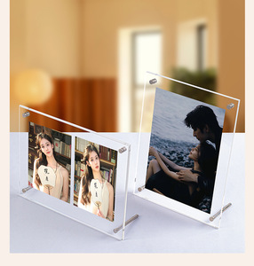 Cadre photo acrylique magnétique double face autoportant 4x6 et 5x7 pouces pour affichage de bureau et présentation d'images - Product Image 3