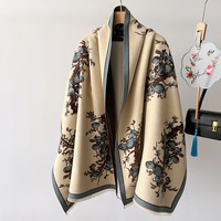 Nouvelle Arrivée De Luxe Conception Fleur Double Face Imprimé Cachemire Écharpe Longue Épaisse Pashmina Châle Hiver Chaud Coton Voile Écharpe
